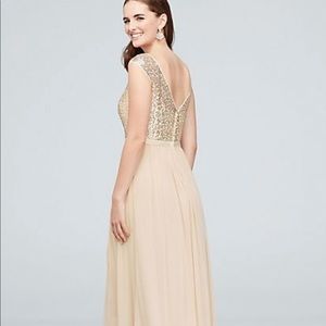 PROM Sleeveless Sequin and Mesh Bridesmaid Dress